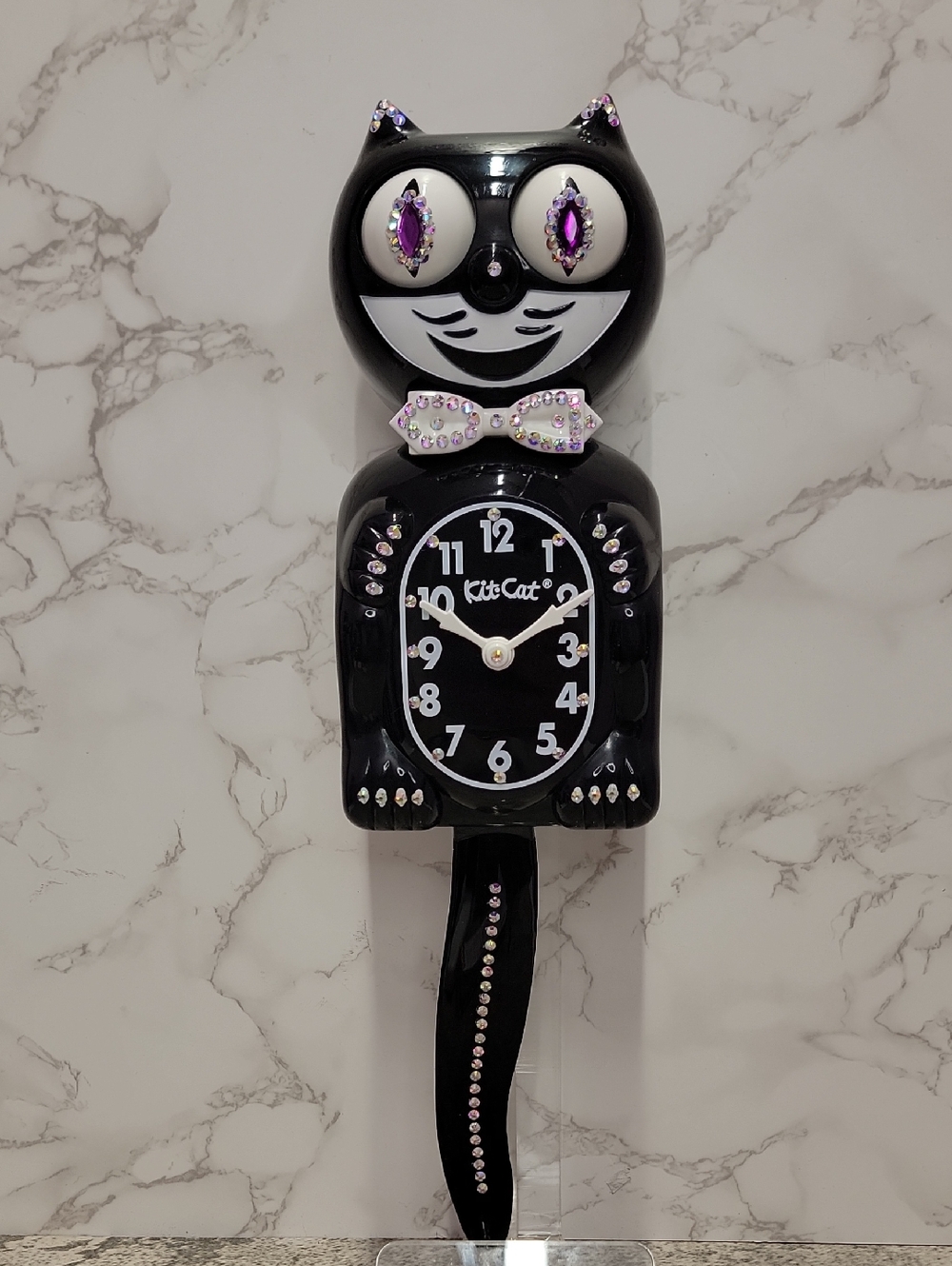 Jeweled Classic Black Kit-Cat Klock clock SUPER RARE aurora borealis crystals